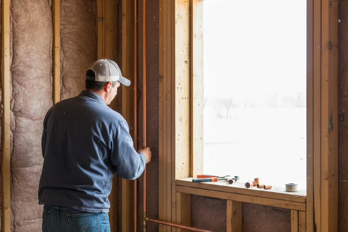 Licensed plumber running new copper supply lines in a Blooming Grove home